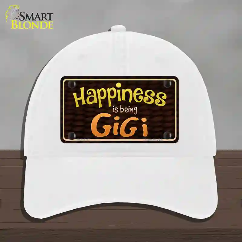 Happiness Is Being Gigi Novelty License Plate Hat Unconstructed Cotton / White