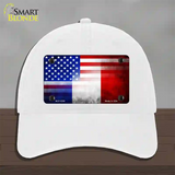 United States France Flag Fade Novelty License Plate Hat Unconstructed Cotton / White