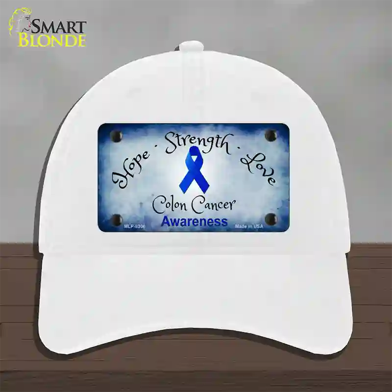 Colon Cancer Ribbon Novelty License Plate Hat Unconstructed Cotton / White