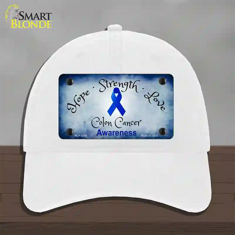 Colon Cancer Ribbon Novelty License Plate Hat Unconstructed Cotton / White