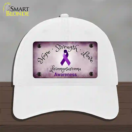 Leiomyosarcoma Cancer Ribbon Novelty License Plate Hat Unconstructed Cotton / White