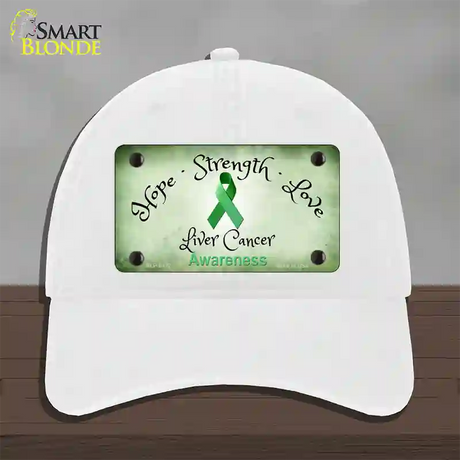 Liver Cancer Ribbon Novelty License Plate Hat Unconstructed Cotton / White