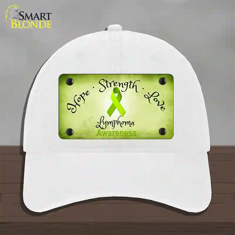 Lymphoma Cancer Ribbon Novelty License Plate Hat Unconstructed Cotton / White