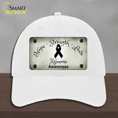 Melanoma Cancer Ribbon Novelty License Plate Hat Unconstructed Cotton / White