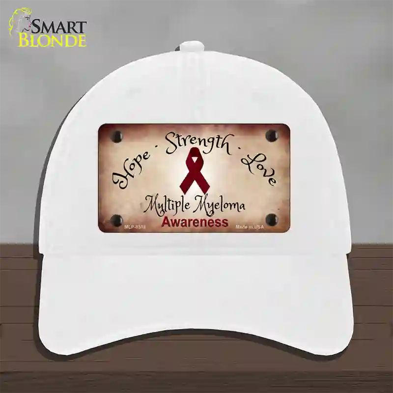 Multiple Myeloma Cancer Ribbon Novelty License Plate Hat Unconstructed Cotton / White