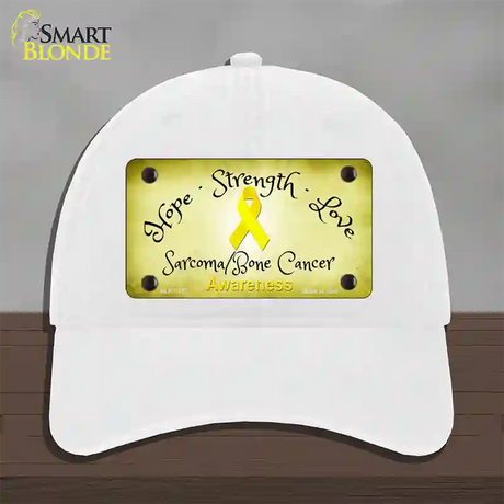 Sarcoma Bone Ribbon Novelty License Plate Hat Unconstructed Cotton / White