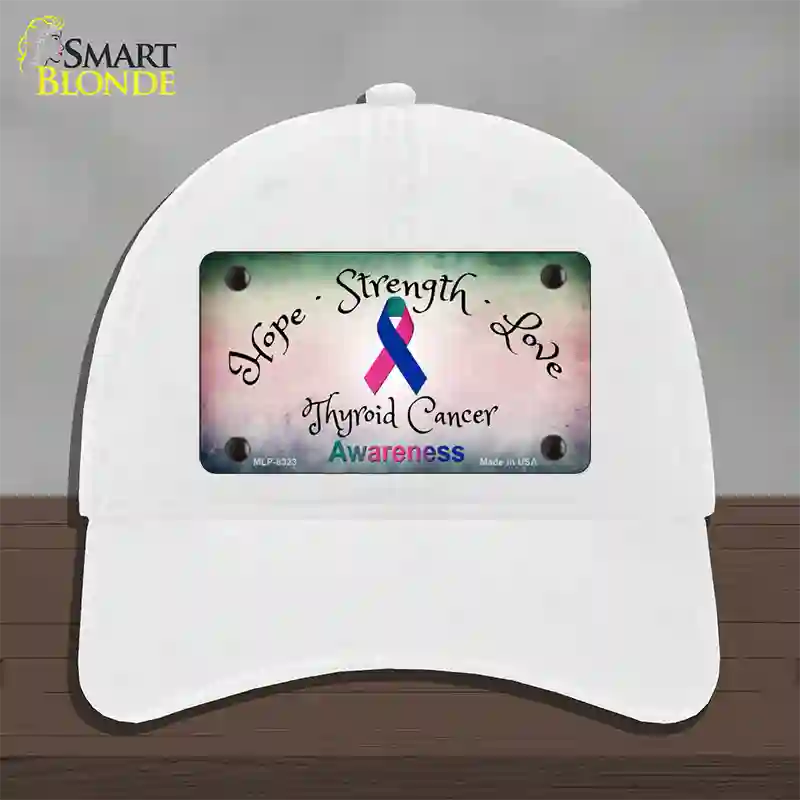 Thyroid Cancer Ribbon Novelty License Plate Hat Unconstructed Cotton / White