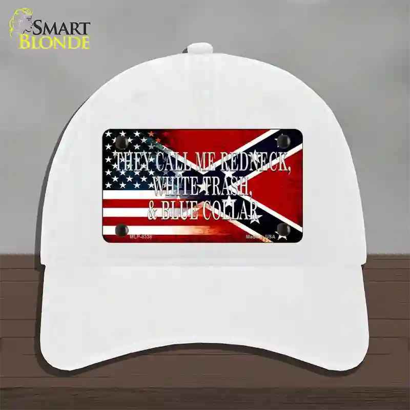 They Call Me Redneck Novelty License Plate Hat Unconstructed Cotton / White