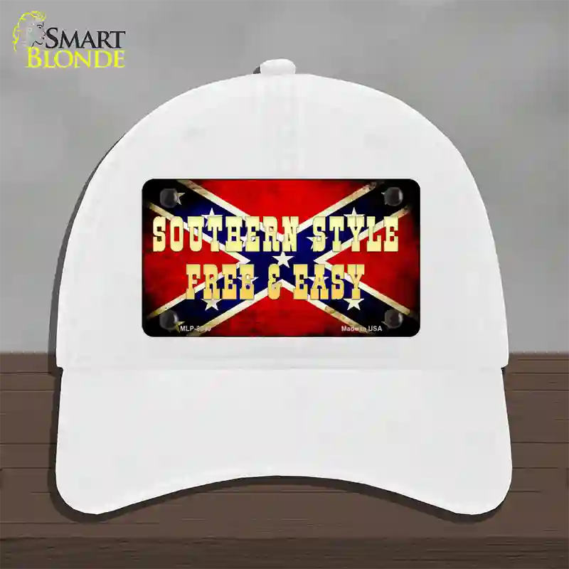 Southern Style Novelty License Plate Hat Unconstructed Cotton / White