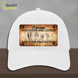 Doors Locked Your Protection Novelty License Plate Hat Unconstructed Cotton / White