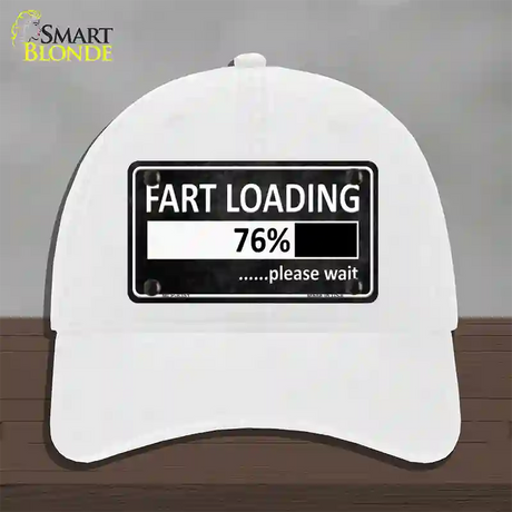 Fart Loading Novelty License Plate Hat Unconstructed Cotton / White