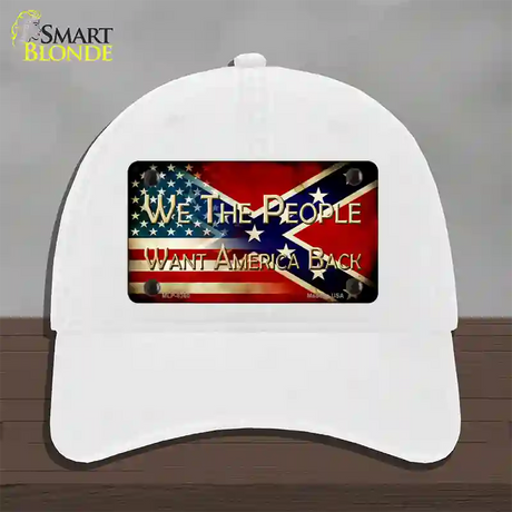 We The People American Confederate Novelty License Plate Hat Unconstructed Cotton / White