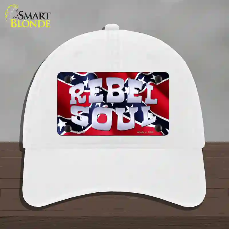 Rebel Soul Novelty License Plate Hat Unconstructed Cotton / White