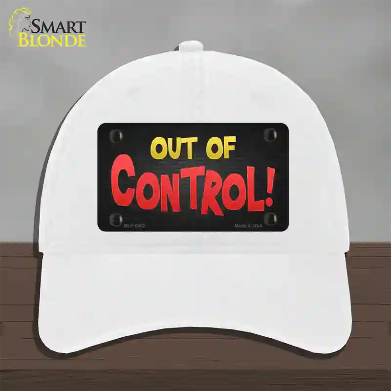 Out Of Control Novelty License Plate Hat Unconstructed Cotton / White