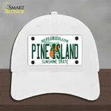 Pine Island Novelty License Plate Hat Unconstructed Cotton / White