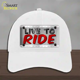 Live To Ride Shiny Novelty License Plate Hat Unconstructed Cotton / White