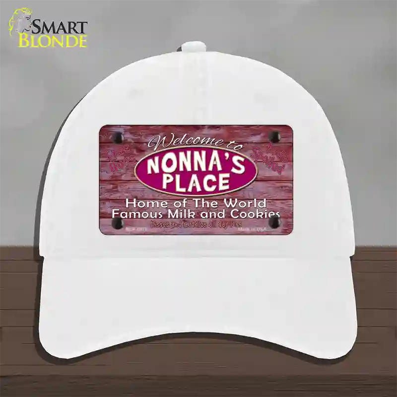 Nonnas Place Novelty License Plate Hat Unconstructed Cotton / White