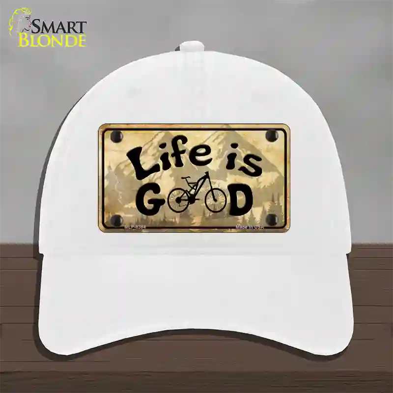 Life Is Good Novelty License Plate Hat Unconstructed Cotton / White