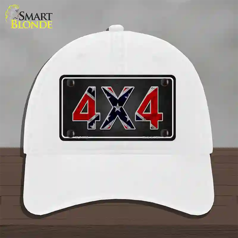 4x4 Confederate Novelty License Plate Hat Unconstructed Cotton / White