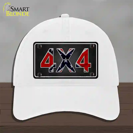 4x4 Confederate Novelty License Plate Hat Unconstructed Cotton / White