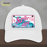 Surfer Girl Novelty License Plate Hat Unconstructed Cotton / White