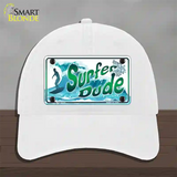 Surfer Dude Novelty License Plate Hat Unconstructed Cotton / White