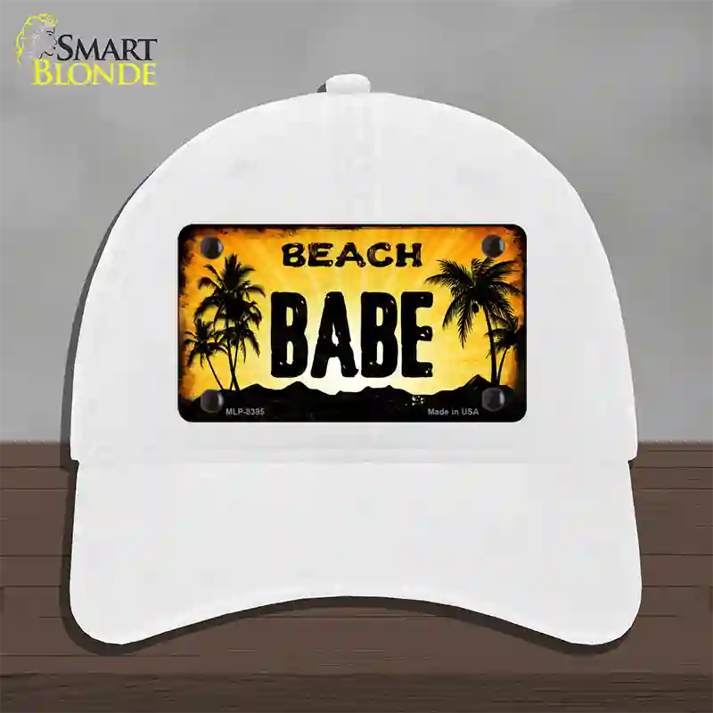 Beach Babe Novelty License Plate Hat Unconstructed Cotton / White