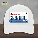 Space Needle Washington Novelty License Plate Hat Unconstructed Cotton / White