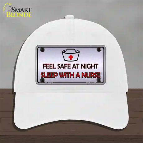 Feel Safe At Night Novelty License Plate Hat Unconstructed Cotton / White