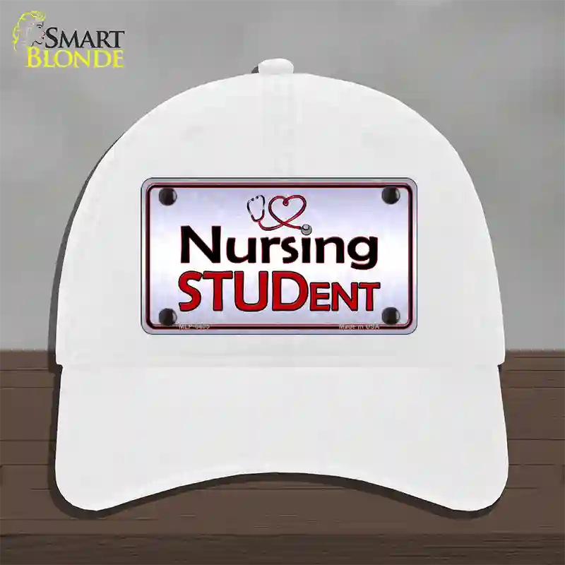 Nursing Student Novelty License Plate Hat Unconstructed Cotton / White