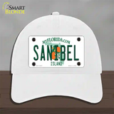 Sanibel Florida Novelty License Plate Hat Unconstructed Cotton / White