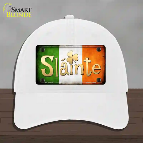 Slainte Novelty License Plate Hat Unconstructed Cotton / White