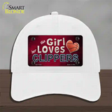 This Girl Loves Her Clippers Novelty License Plate Hat Unconstructed Cotton / White