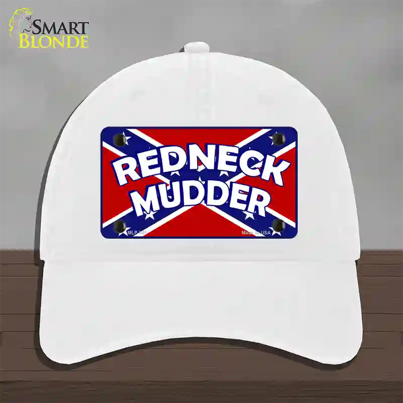 Redneck Mudder Novelty License Plate Hat Unconstructed Cotton / White