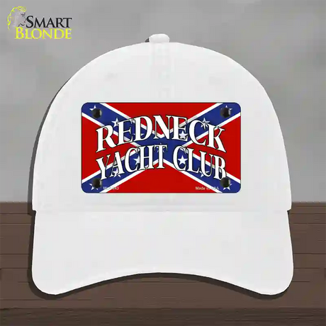 Redneck Yacht Club Novelty License Plate Hat Unconstructed Cotton / White