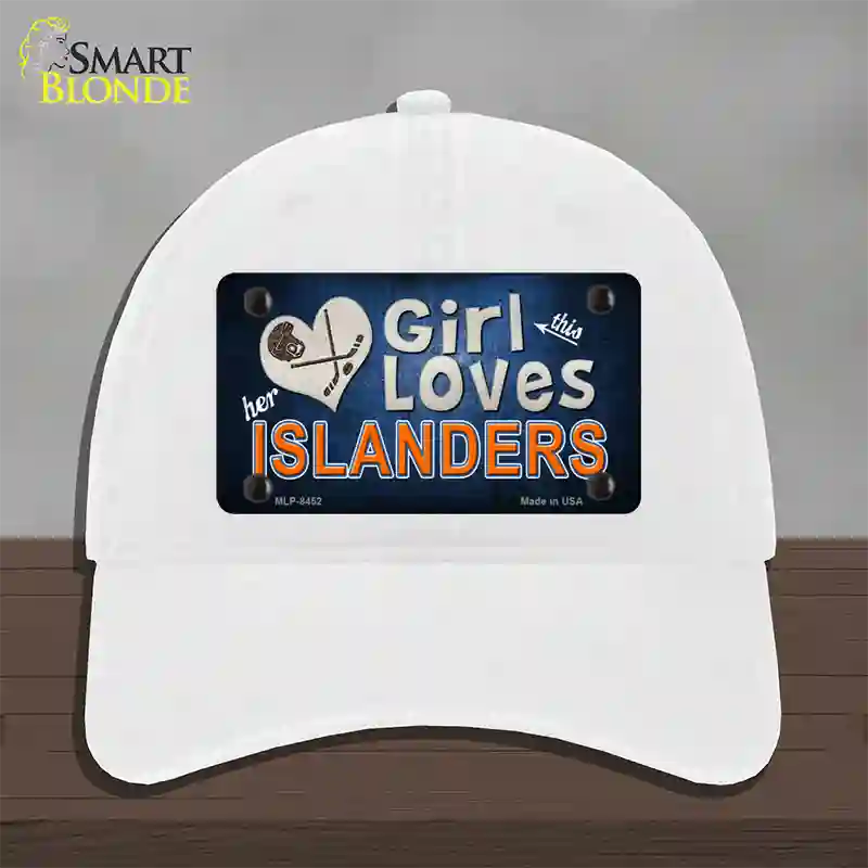 This Girl Loves Her Islanders Novelty License Plate Hat Unconstructed Cotton / White