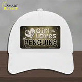 This Girl Loves Her Penguins Novelty License Plate Hat Unconstructed Cotton / White