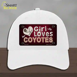 This Girl Loves Her Coyotes Novelty License Plate Hat Unconstructed Cotton / White