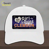 This Girl Loves Clemson Novelty License Plate Hat Unconstructed Cotton / White