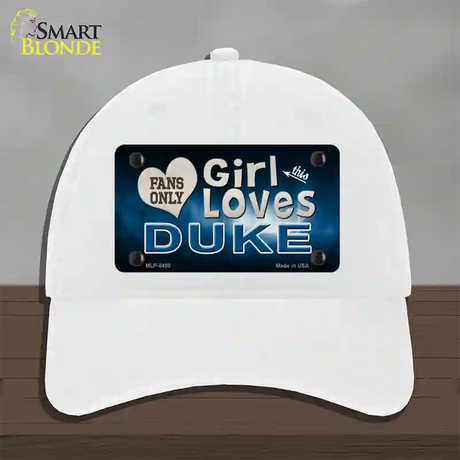 This Girl Loves Duke Novelty License Plate Hat Unconstructed Cotton / White