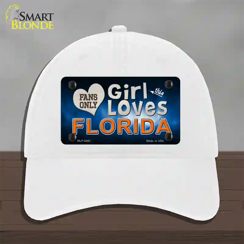 This Girl Loves Florida Novelty License Plate Hat Unconstructed Cotton / White