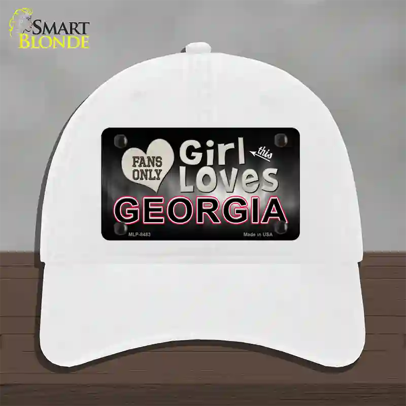 This Girl Loves Georgia Novelty License Plate Hat Unconstructed Cotton / White