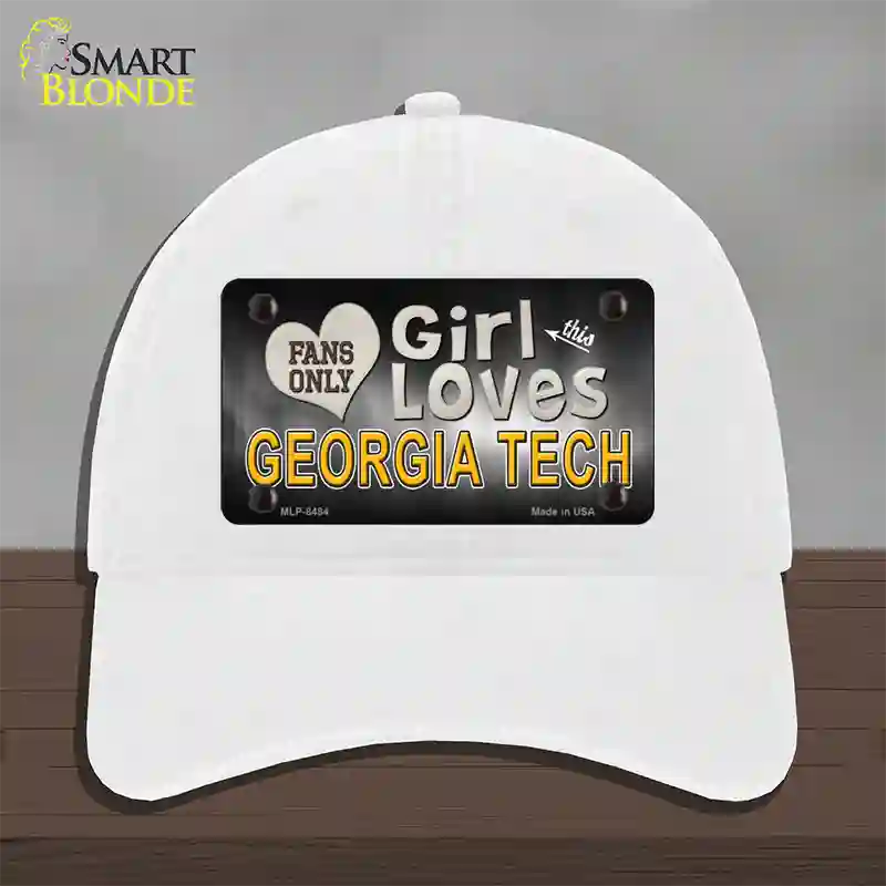 This Girl Loves Georgia Tech Novelty License Plate Hat Unconstructed Cotton / White