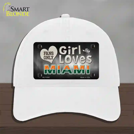 This Girl Loves Miami Novelty License Plate Hat Unconstructed Cotton / White