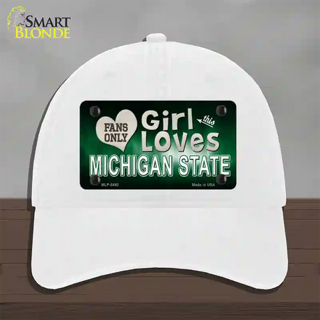 This Girl Loves Michigan State Novelty License Plate Hat Unconstructed Cotton / White