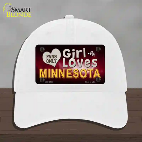 This Girl Loves Minnesota Novelty License Plate Hat Unconstructed Cotton / White