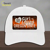 This Girl Loves Oregon State Novelty License Plate Hat Unconstructed Cotton / White