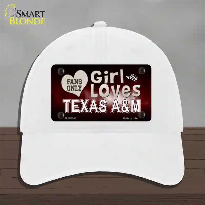 This Girl Loves Texas A&M Novelty License Plate Hat Unconstructed Cotton / White