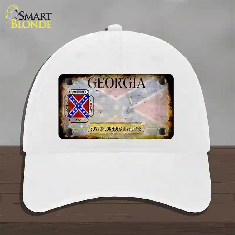 Georgia Rusty State Novelty License Plate Hat Unconstructed Cotton / White