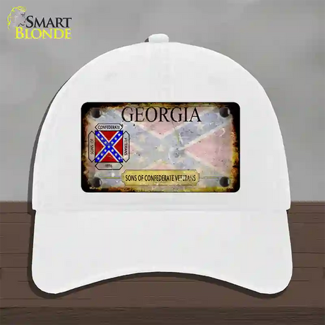 Georgia Rusty State Novelty License Plate Hat Unconstructed Cotton / White